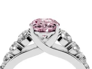 Oval Graduated Side Stone Engagement Ring Setting for a Fancy Pink Lab-Grown Diamond | Flat Top Band | Platinum