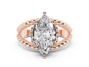 Marquise Rope Split Shank Engagement Ring Setting | Accented Head | Rose Gold