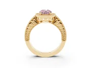 Oval Halo Engagement Ring Setting for a Fancy Pink Lab-Grown Diamond | Yellow Gold