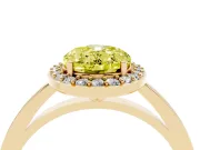Fancy Yellow Oval Cut Diamond Halo Ring Set in Yellow gold with Solitaire Band and Prong Setting