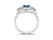 Asscher Cut Three Stone Engagement Ring Setting for a Fancy Blue Lab-Grown Diamond | Accented Shoulders | Platinum