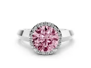 Round Halo Engagement Ring Setting for a Fancy Pink Lab-Grown Diamond | Knife-Edge Band | Platinum