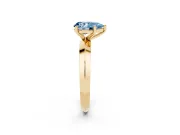 Fancy Blue Pear Cut Diamond Solitaire Engagement Ring Set in Yellow gold with Flat Band and Prong Setting