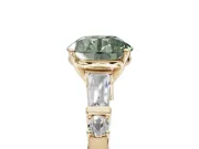 Round Tapered Baguette Engagement Ring Setting for a Fancy Green Lab-Grown Diamond | Yellow Gold