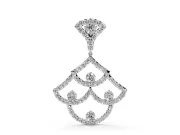 Round Lab-Grown Diamond Pavé Openwork Fan Pendant Necklace | Scalloped Arches | White Gold