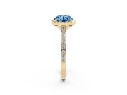 Round Halo Engagement Ring Setting for a Fancy Blue Lab-Grown Diamond | Yellow Gold - Design NV-24729