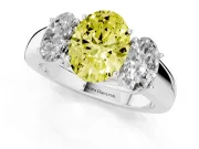 Oval 3 Stone Engagement Ring Setting for a Fancy Yellow Lab-Grown Diamond | Sterling Silver