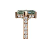 Emerald Cut Vintage Cathedral Engagement Ring Setting for a Fancy Green Lab-Grown Diamond | Carved Band | Rose Gold