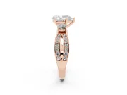 Three-Stone Pear Cut Diamond Twist Band Ring Set in Rose gold with Pavé Accents and Prong Setting