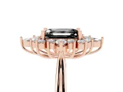 Emerald Cut Cluster Halo Engagement Ring Setting for a Black Center | Rose Gold