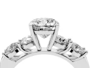 Cushion Cut Five Stone Engagement Ring Setting | Prong Set Side Stones | Sterling Silver
