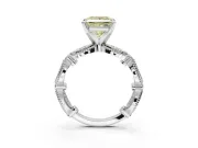 Princess Cut Vintage Engagement Ring Setting for a Fancy Yellow Lab-Grown Diamond | Graduated Stations | White Gold