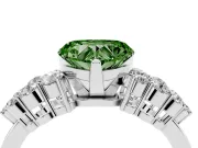 Fancy Green Heart Cut Diamond Cluster Engagement Ring Set in Silver with Pavé Band and Prong Setting