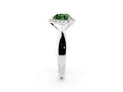 Fancy Green Heart Cut Diamond Halo Solitaire Engagement Ring Set in White gold with Square Band and Prong Setting