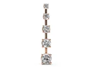 Round Lab-Grown Diamond Graduated Vertical Bar Pendant Necklace | Prong Baskets | Rose Gold