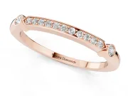 Round Diamond Pavé Bar Station Ring Set in Rose gold with Channel Setting