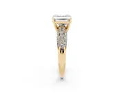 Asscher Cut Multi Row Pave Solitaire Engagement Ring Setting | Domed Shoulders | Yellow Gold