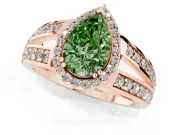 Pear-Shaped Halo Engagement Ring Setting for a Fancy Green Lab-Grown Diamond | Two-Row Pave Split Shank | Rose Gold