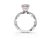 Princess Cut Vintage Milgrain Engagement Ring Setting for a Fancy Pink Lab-Grown Diamond | Graduated Stations | Platinum