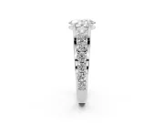 Oval Graduated Side Stone Engagement Ring Setting | Shared Prong Rails | White Gold