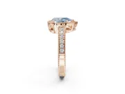 Pear-Shaped Milgrain Halo Engagement Ring Setting for a Fancy Blue Lab-Grown Diamond | Wide Pavé Band | Rose Gold