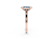 Round Halo Engagement Ring Setting for a Fancy Blue Lab-Grown Diamond | Claw Corners | Rose Gold