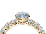 Marquise Side Stone Engagement Ring Setting for a Fancy Blue Lab-Grown Diamond | Scalloped Prong Accents | Yellow Gold