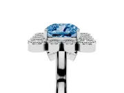 Cushion Cut Halo Engagement Ring Setting for a Fancy Blue Lab-Grown Diamond | Sterling Silver - Design NV-24775
