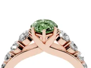 Marquise Graduated Side Stone Engagement Ring Setting for a Fancy Green Lab-Grown Diamond | Flat Top Band | Rose Gold