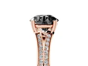 Round Pavé Split Shank Engagement Ring Setting for a Black Center | Double Claw Prongs | Rose Gold