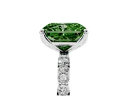 Radiant Cut Pave Solitaire Engagement Ring Setting for a Fancy Green Lab-Grown Diamond | Slim Band | Sterling Silver