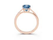 Fancy Blue Princess Cut Diamond Solitaire Twist Band Ring Set in Rose gold with Prong Setting