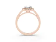 Oval Thin Halo Low Profile Engagement Ring Setting | Slim Plain Band | Rose Gold