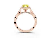 Cushion Cut Twist Halo Engagement Ring Setting for a Fancy Yellow Lab-Grown Diamond | Rose Gold
