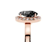 Round Thin Halo Low Profile Engagement Ring Setting for a Black Center | Slim Plain Band | Rose Gold