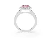 Fancy Pink Heart Cut Diamond Halo Pavé Solitaire Ring Set in Platinum with Prong-Set Center Stone