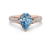 Pear-Shaped Three Row Pave Engagement Ring Setting for a Fancy Blue Lab-Grown Diamond | Rose Gold