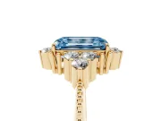 Emerald Cut Cluster Engagement Ring Setting for a Fancy Blue Lab-Grown Diamond | Yellow Gold