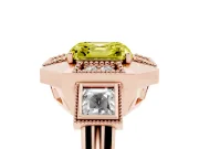 Fancy Yellow Asscher Cut Diamond Milgrain Halo Ring Set in Rose gold with Split Shank