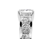Princess Cut Graduated Side Stone Engagement Ring Setting | Shared Prong Rails | White Gold