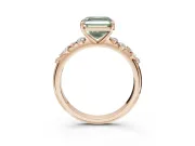 Asscher Cut Graduated Solitaire Engagement Ring Setting for a Fancy Green Lab-Grown Diamond | Rose Gold