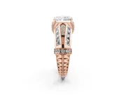 Radiant Cut Vintage Milgrain Hidden Halo Engagement Ring Setting | Channel-Set Shoulders | Rose Gold