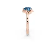 Heart-Shaped Petal Halo Engagement Ring Setting for a Fancy Blue Lab-Grown Diamond | Rose Gold