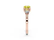 Cushion Cut Hidden Halo Three Stone Engagement Ring Setting for a Fancy Yellow Lab-Grown Diamond | Rose Gold