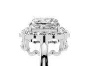 Princess Cut Scalloped Cluster Halo Engagement Ring Setting | Plain Band | Sterling Silver