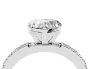 Heart Cut Diamond Solitaire Ring Set in Silver with Slim Pavé Band and Prong Setting