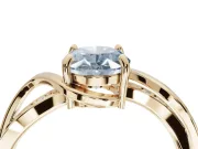 Oval Bypass Solitaire Engagement Ring Setting for a Fancy Blue Lab-Grown Diamond | Pavé and Plain Strands | Yellow Gold