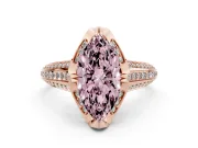 Fancy Pink Marquise Cut Diamond Pavé Split Shank Solitaire Ring Set in Rose gold with Prong Setting