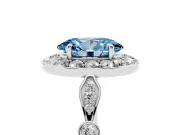 Oval Halo Engagement Ring Setting for a Fancy Blue Lab-Grown Diamond | Bezel Stations | White Gold