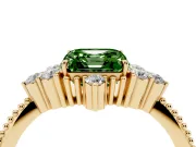 Asscher Cut Cluster Engagement Ring Setting for a Fancy Green Lab-Grown Diamond | Yellow Gold